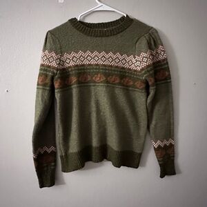 Maurices Olive Knit Sweater with Pumpkin Design